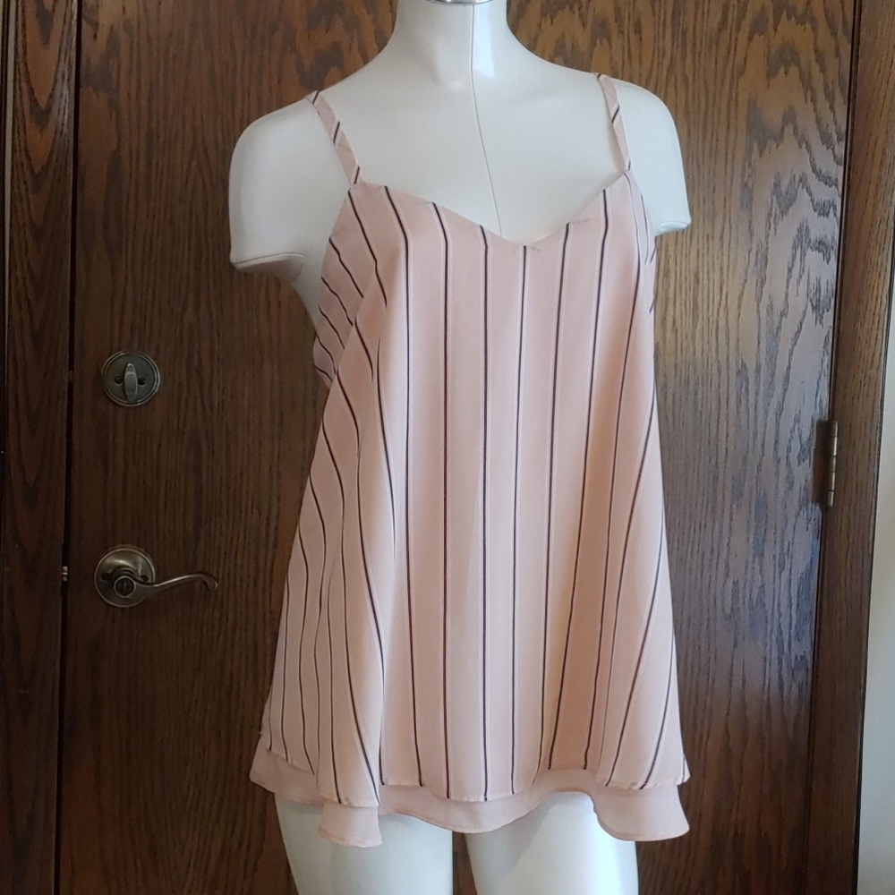 TORRID Cami Pink Stripe Layered Chiffon Swing Tank